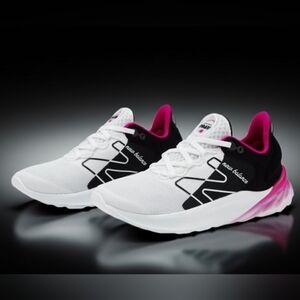 New Balance Women White Black & Pink Running Sneakers